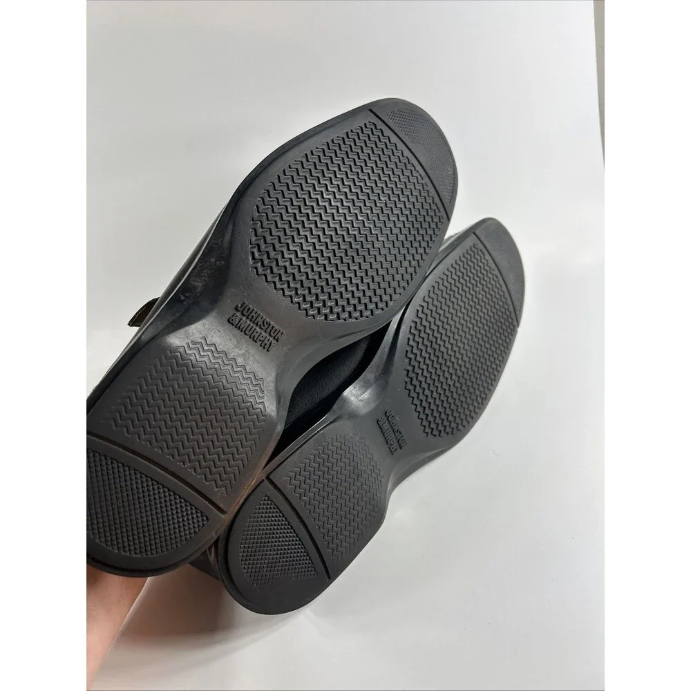 Johnston & Murphy Mens Sandals Size 10.5 Black Shoes Sheepskin Adjustable Strap